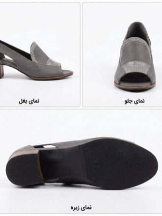 کفش تابستانی زنانه چرم طبیعی گاوی رنگ طوسی
